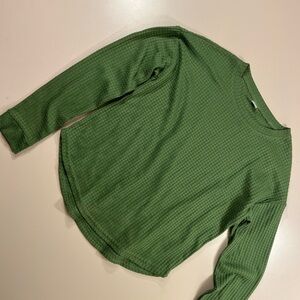 Green Waffle Knit Women's Top